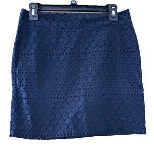 Banana Republic Mini Skirt NWT Sz 6 Navy Blue Eyelet Lined Preppy Cottage Resort